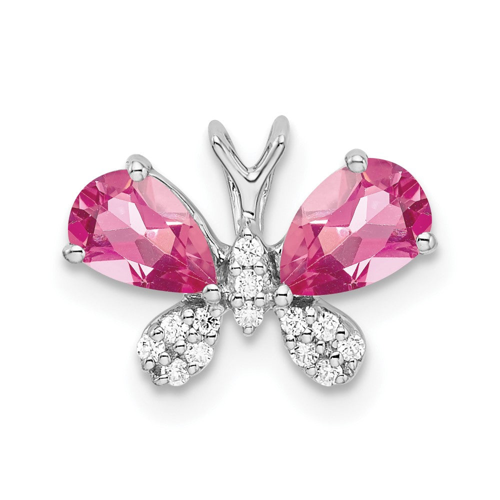 Pear Pink Tourmaline and Diamond Butterfly Chain Slide - WBC