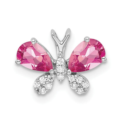Pear Pink Tourmaline and Diamond Butterfly Chain Slide - WBC