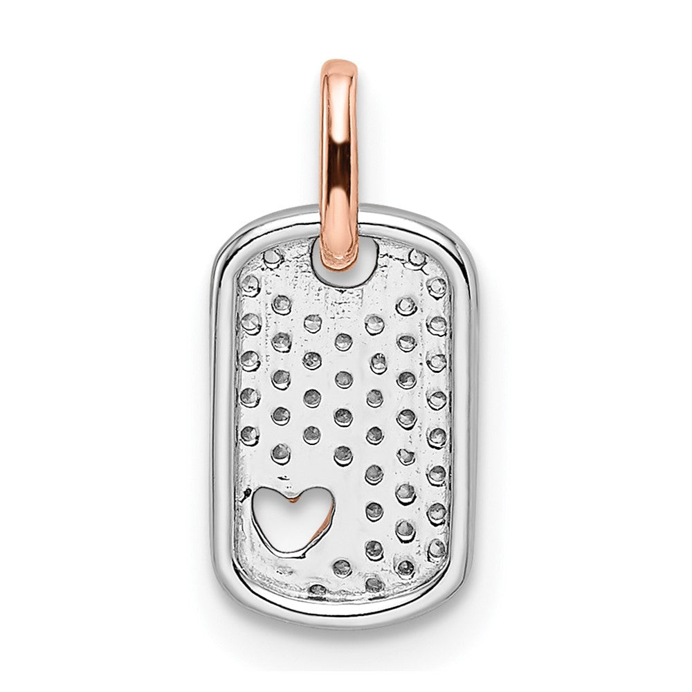 Two-tone and Small Dog Tag with Heart Diamond Pendant - WBC