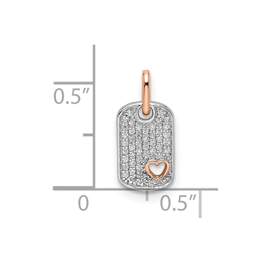 Two-tone and Small Dog Tag with Heart Diamond Pendant - WBC
