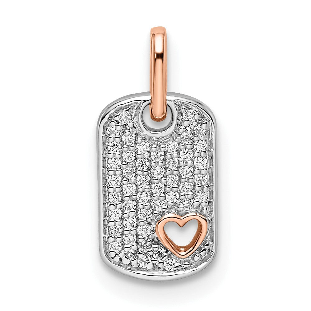Two-tone and Small Dog Tag with Heart Diamond Pendant - WBC