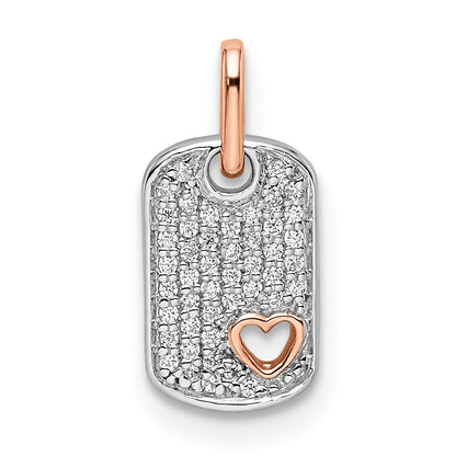 Two-tone and Small Dog Tag with Heart Diamond Pendant - WBC