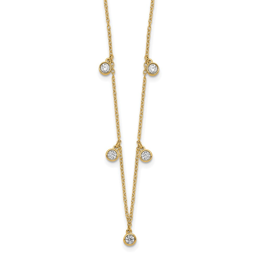 Polished 3/8 carat Diamond Bezel-set Dangles 5-station Necklace - WBC