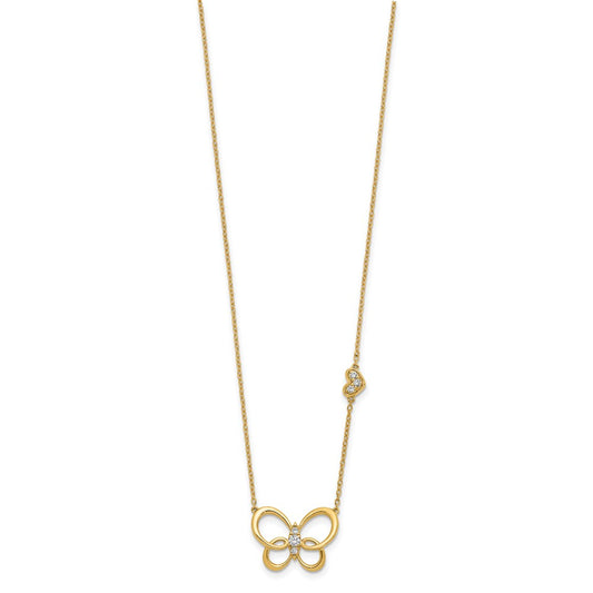 Polished 1/6 carat Diamond Butterfly Necklace - WBC