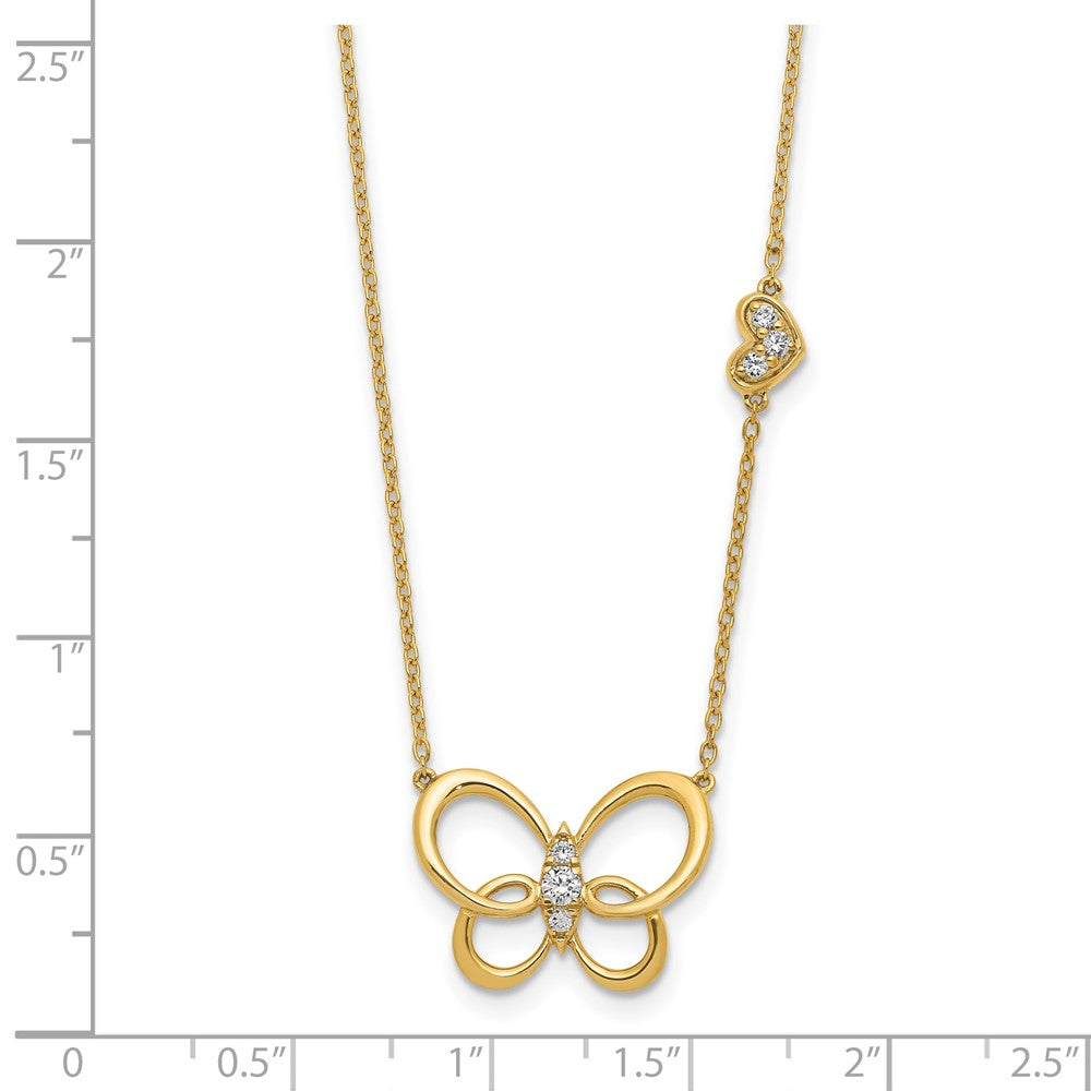 Polished 1/6 carat Diamond Butterfly Necklace - WBC