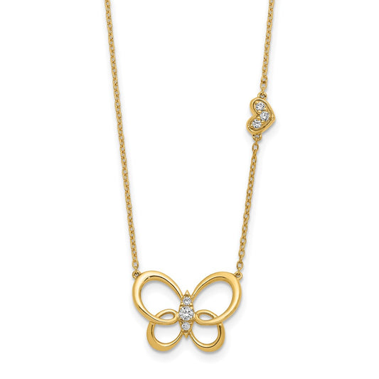 Polished 1/6 carat Diamond Butterfly Necklace - WBC