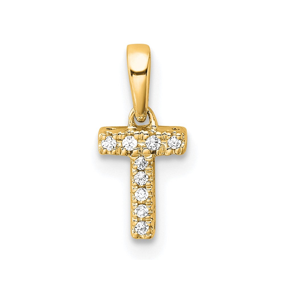 Diamond Letter T Initial with Bail Pendant - WBC