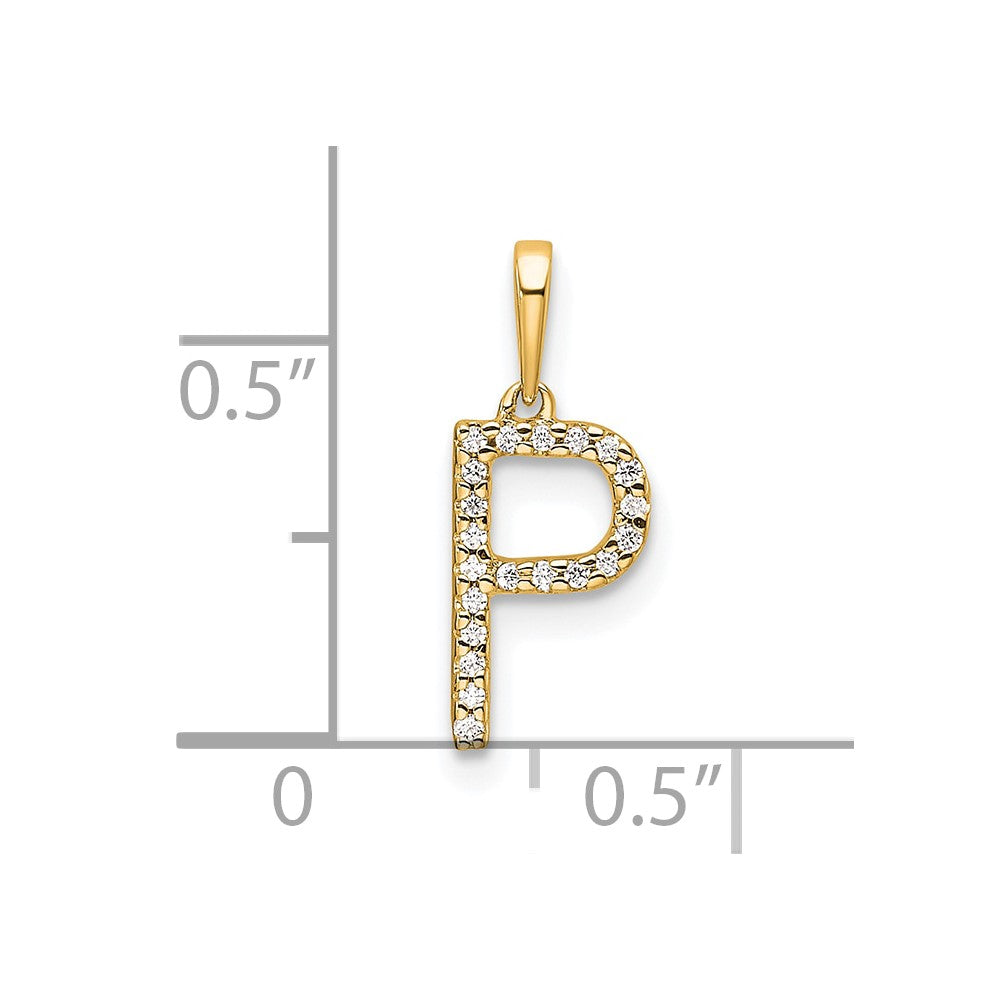 Diamond Letter P Initial Pendant - WBC