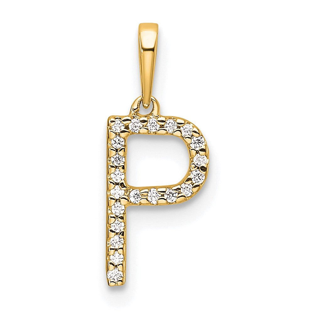 Diamond Letter P Initial Pendant - WBC