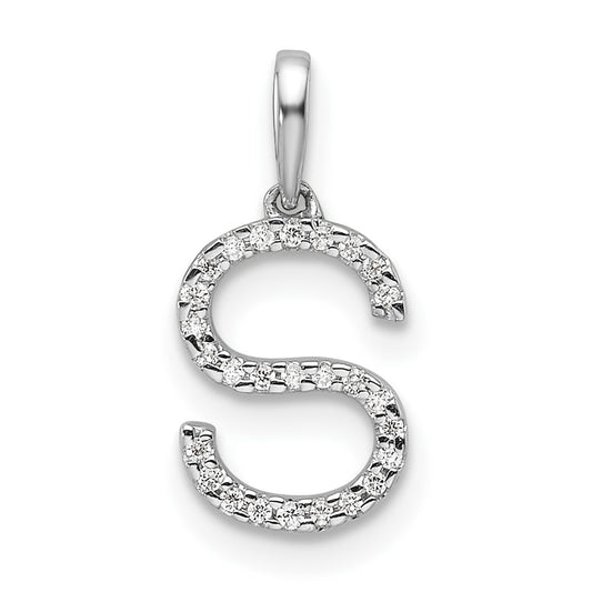 Diamond Letter S Initial Pendant - WBC