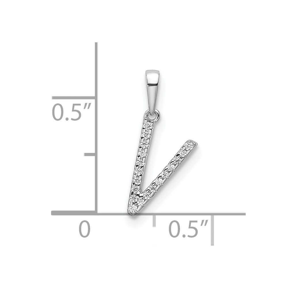 Diamond Letter V Initial Pendant - WBC