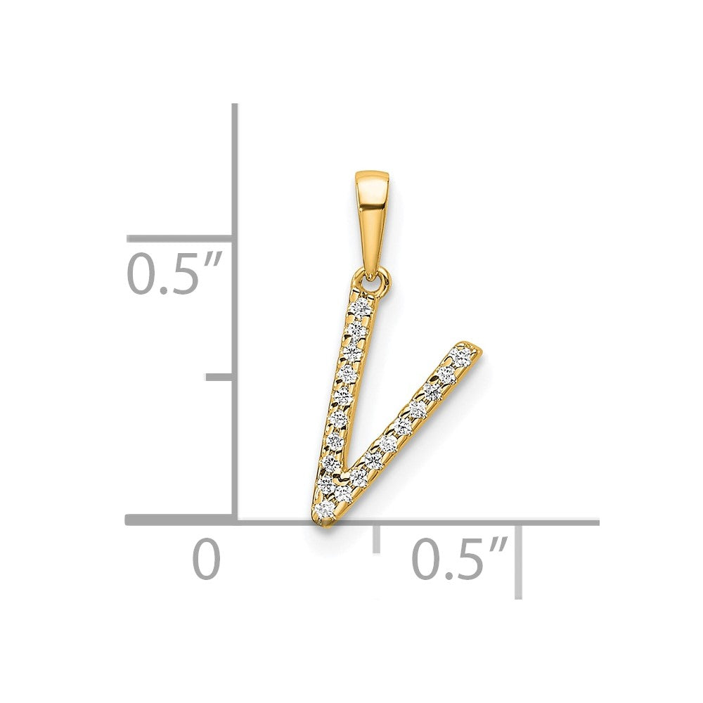 Diamond Letter V Initial Pendant - WBC