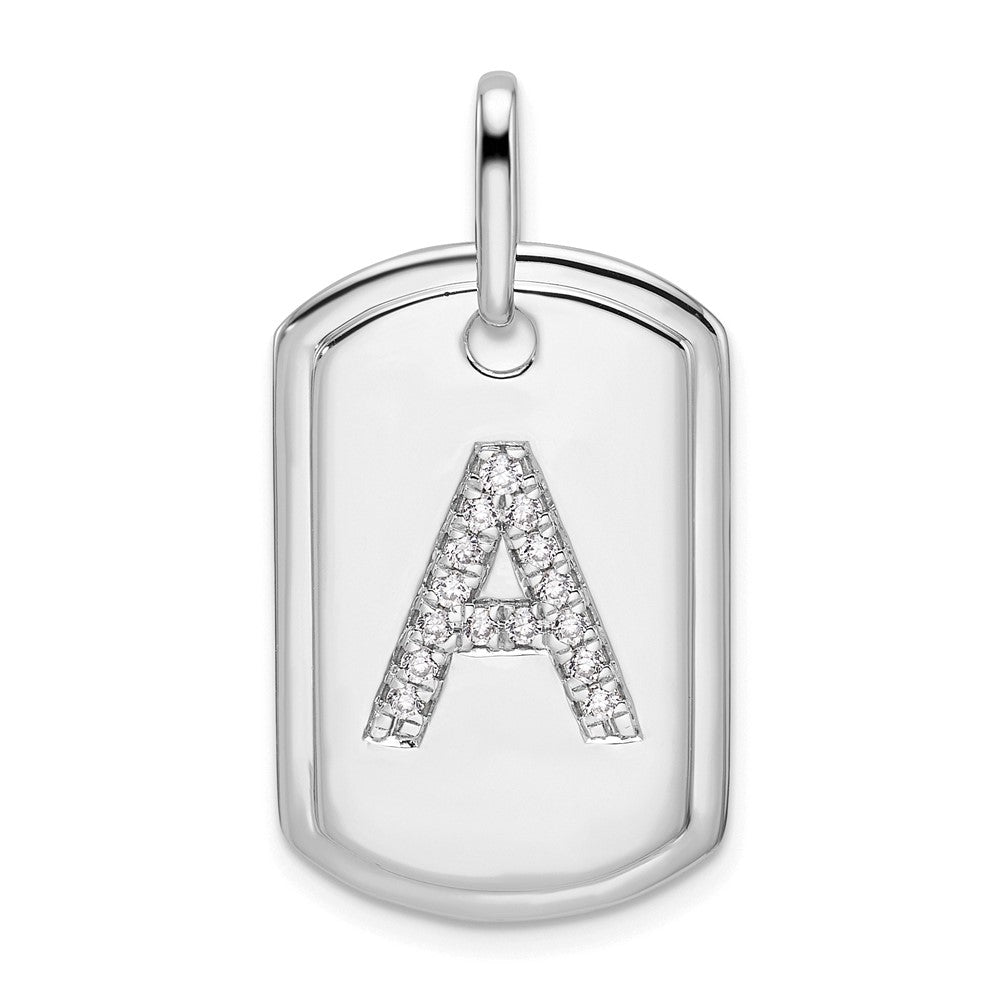 Diamond Initial A Dog Tag Charm - WBC