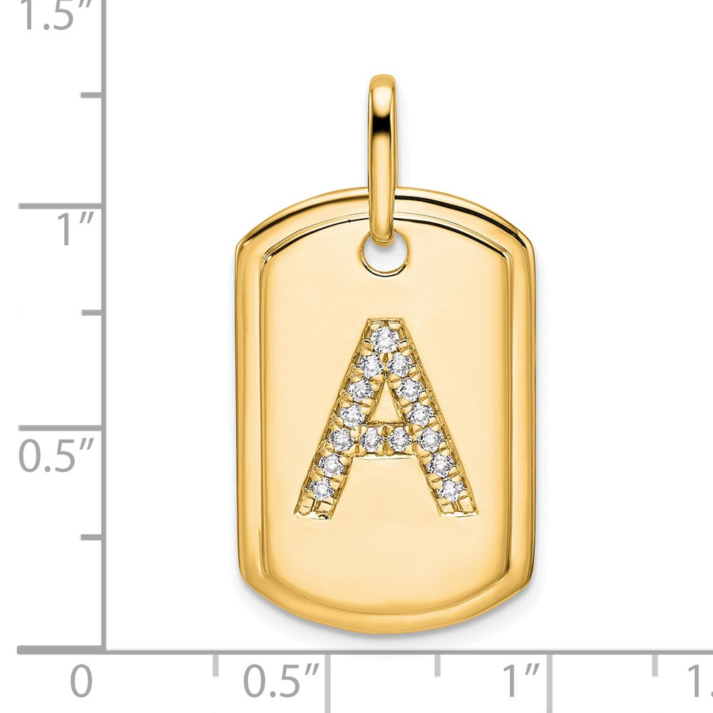 Diamond Initial A Dog Tag Charm - WBC