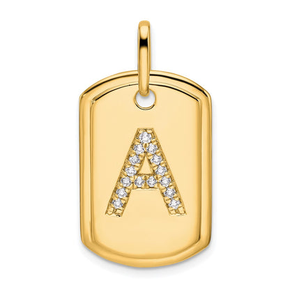 Diamond Initial A Dog Tag Charm - WBC