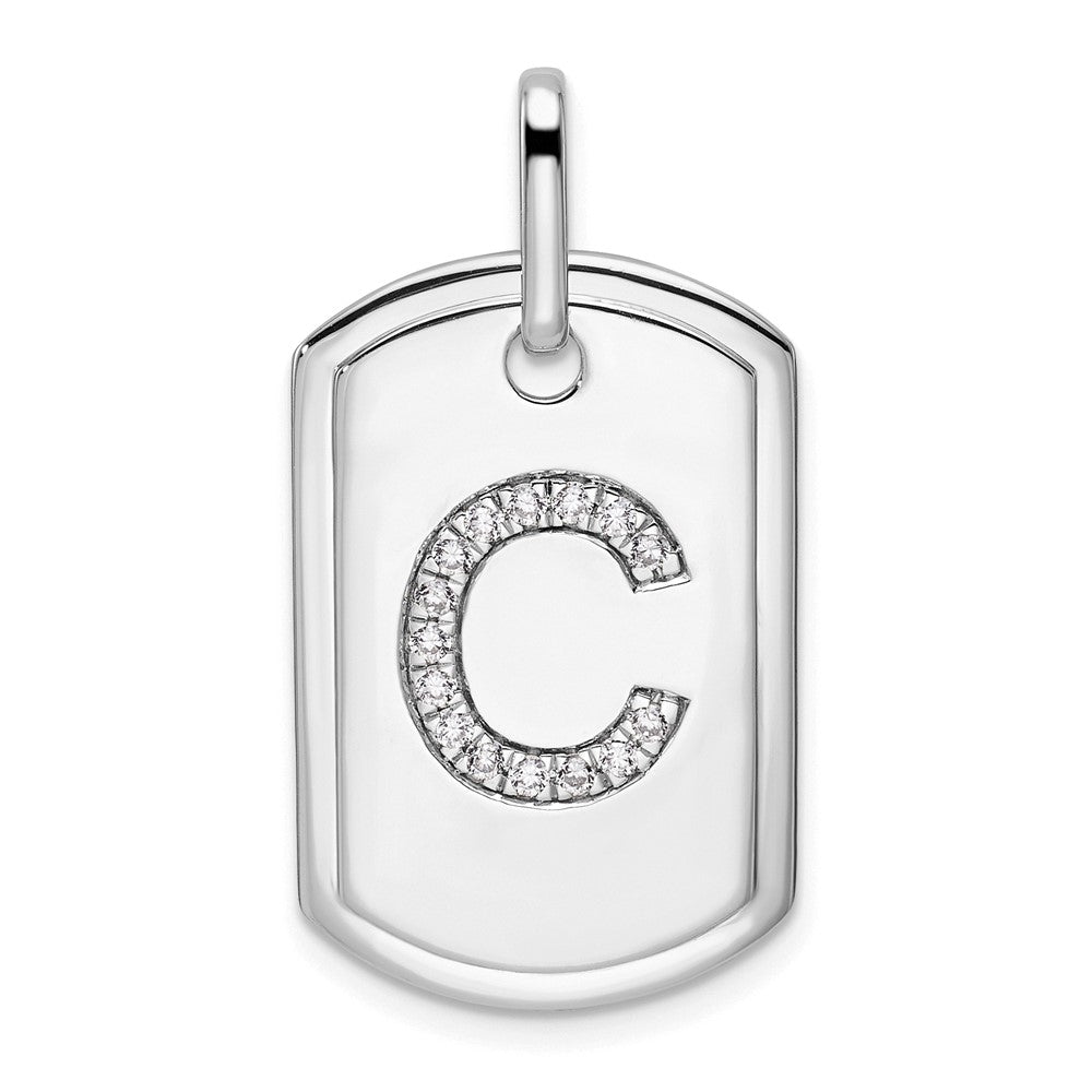 Diamond Initial C Dog Tag Charm - WBC
