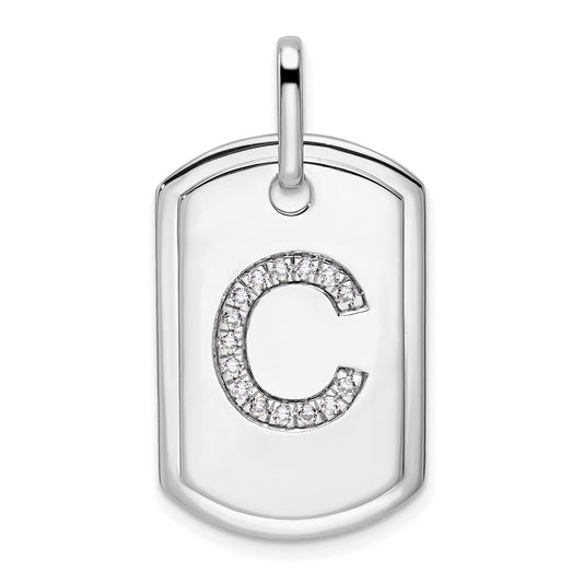 Diamond Initial C Dog Tag Charm - WBC