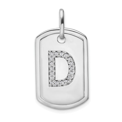 Diamond Initial D Dog Tag Charm - WBC