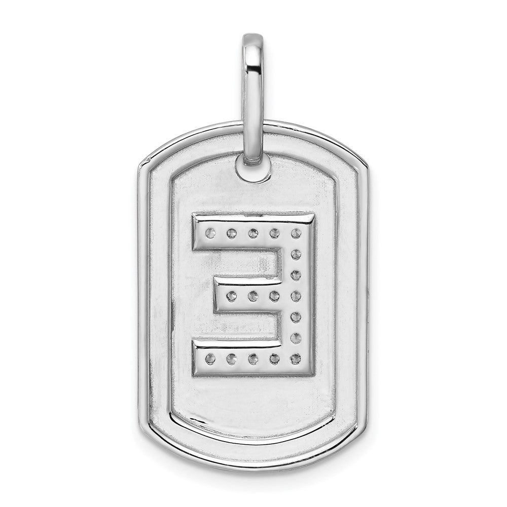 Diamond Initial E Dog Tag Charm - WBC