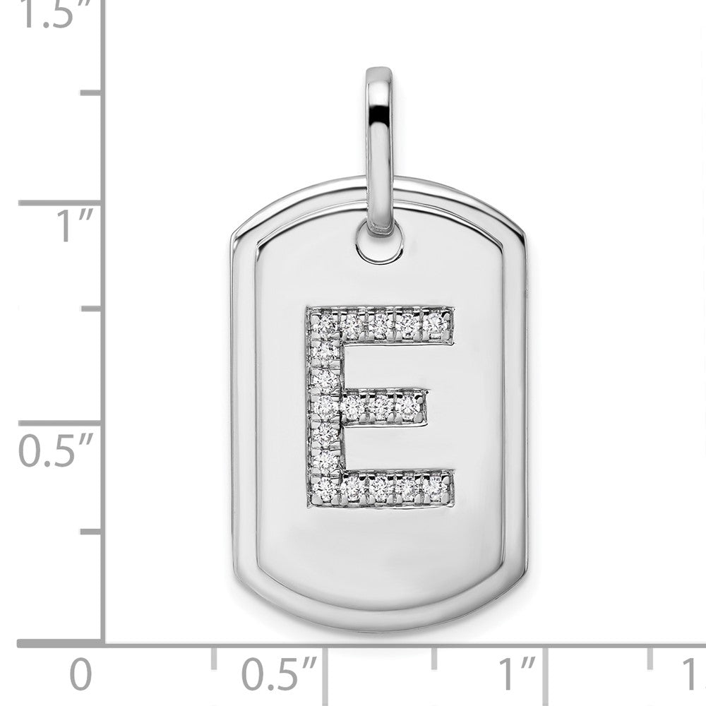 Diamond Initial E Dog Tag Charm - WBC