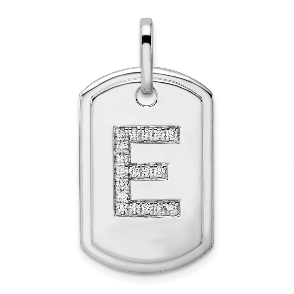 Diamond Initial E Dog Tag Charm - WBC