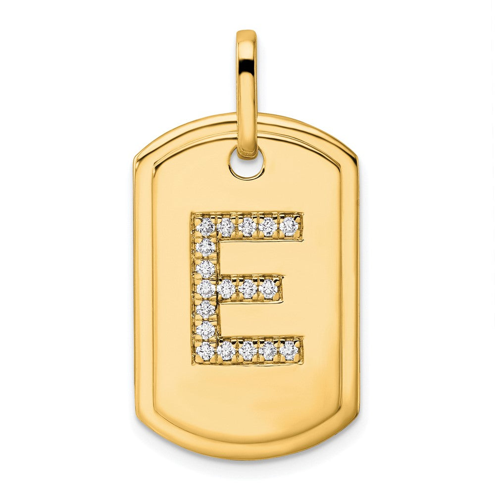 Diamond Initial E Dog Tag Charm - WBC