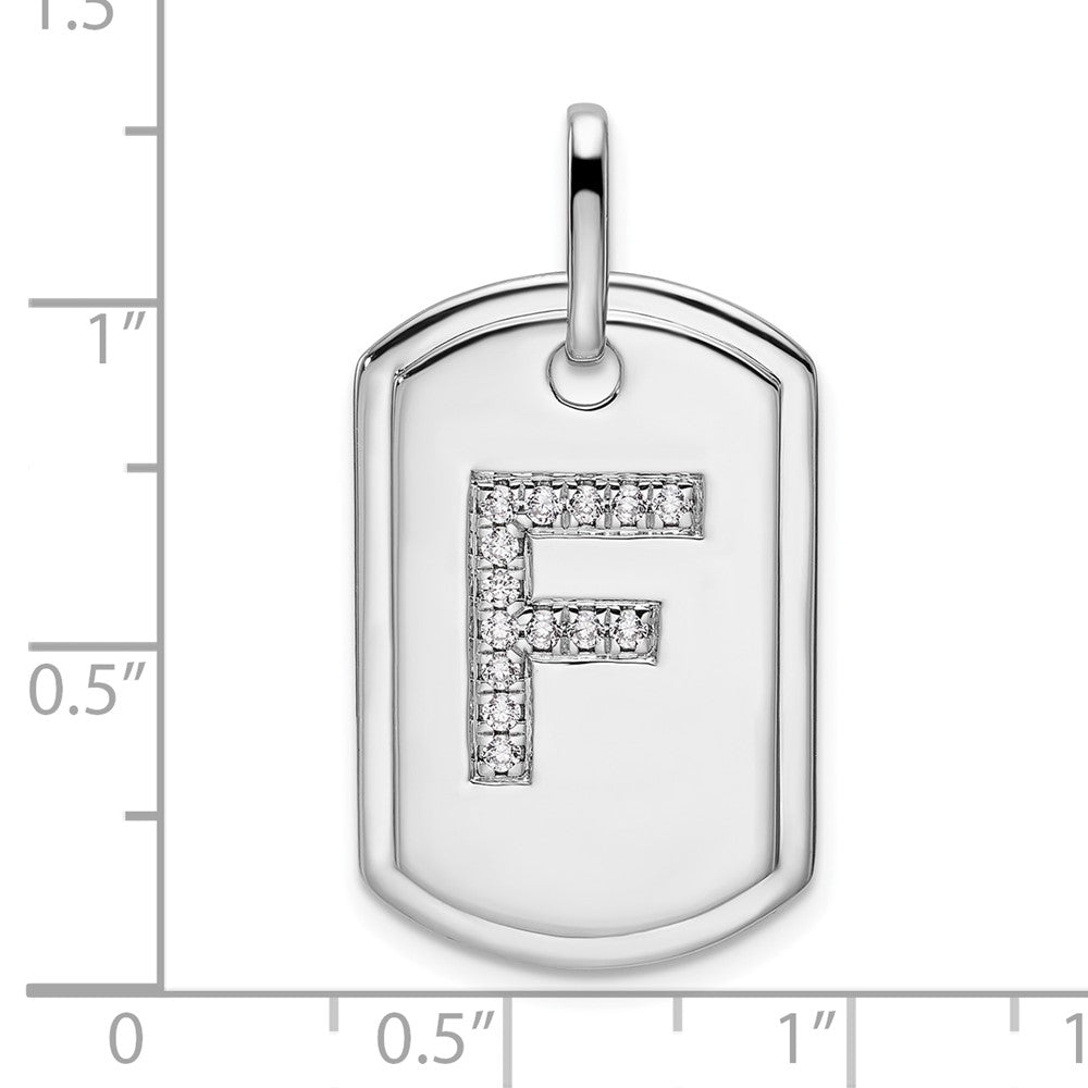 Diamond Initial F Dog Tag Charm - WBC