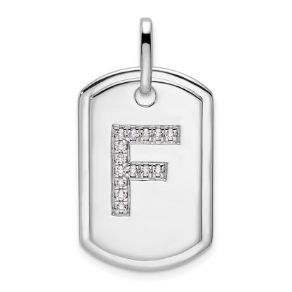 Diamond Initial F Dog Tag Charm - WBC