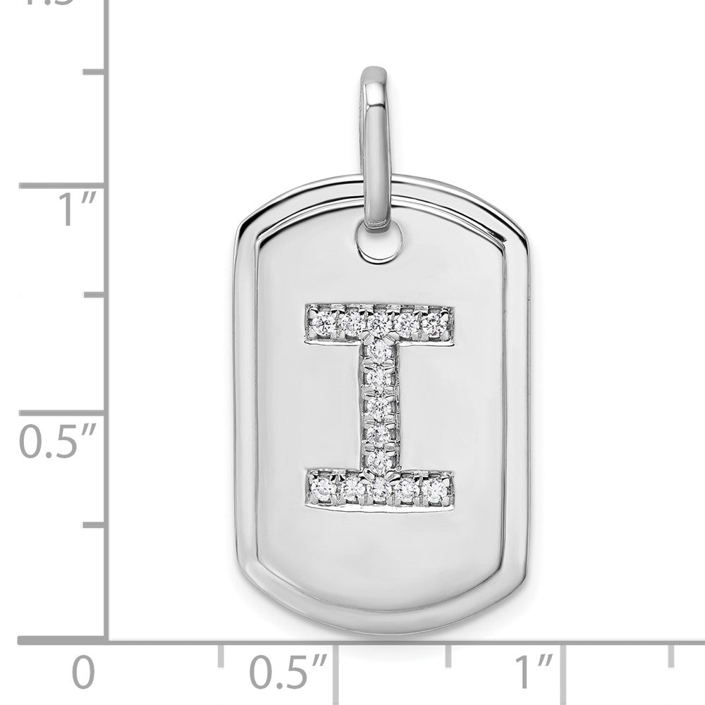 Diamond Initial I Dog Tag Charm - WBC