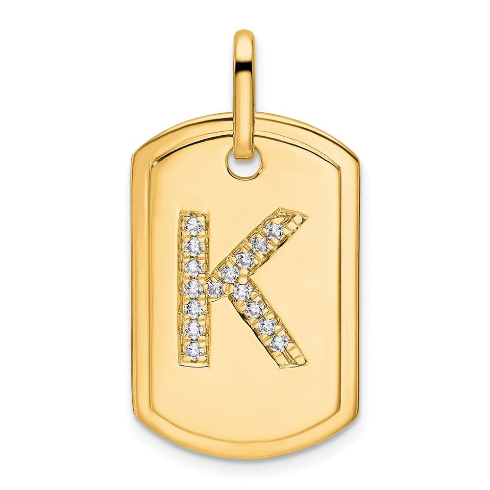Diamond Initial K Dog Tag Charm - WBC