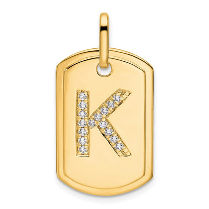 Diamond Initial K Dog Tag Charm - WBC