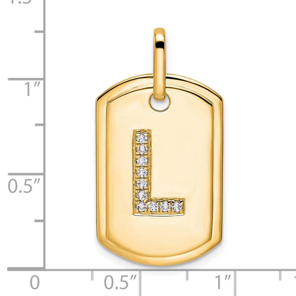 Diamond Initial L Dog Tag Charm - WBC