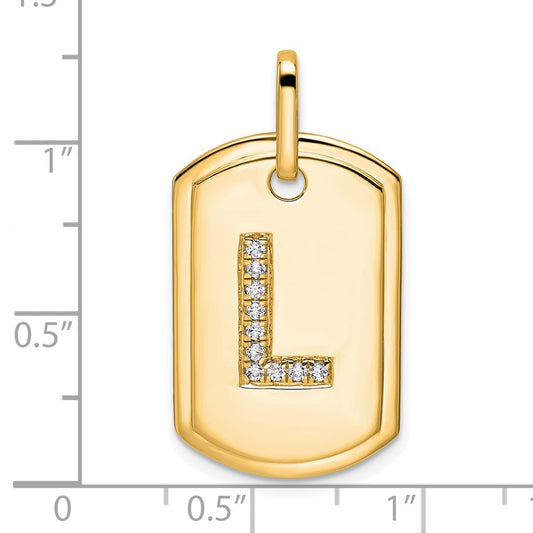 Diamond Initial L Dog Tag Charm - WBC