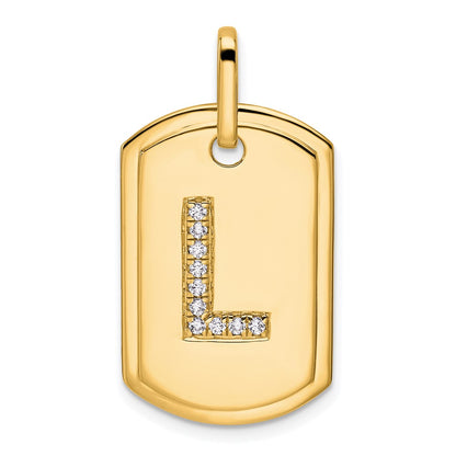 Diamond Initial L Dog Tag Charm - WBC