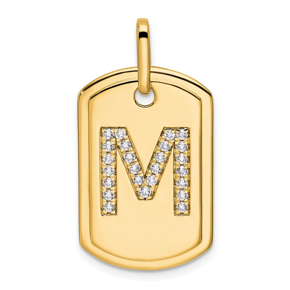 Diamond Initial M Dog Tag Charm - WBC