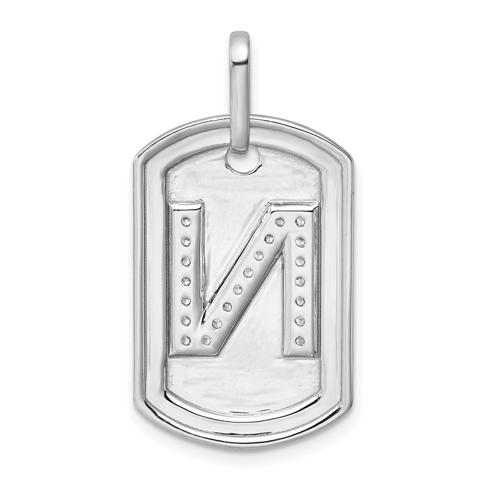 Diamond Initial N Dog Tag Charm - WBC