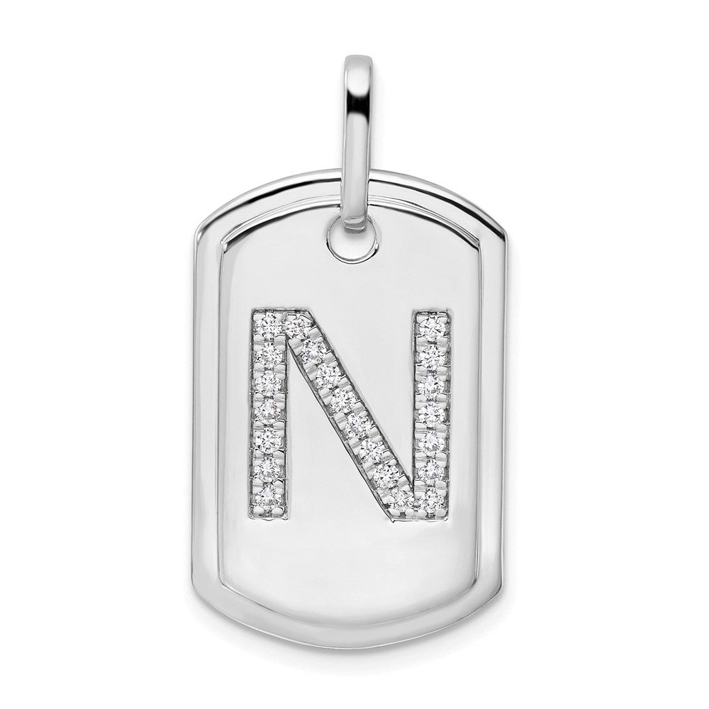 Diamond Initial N Dog Tag Charm - WBC