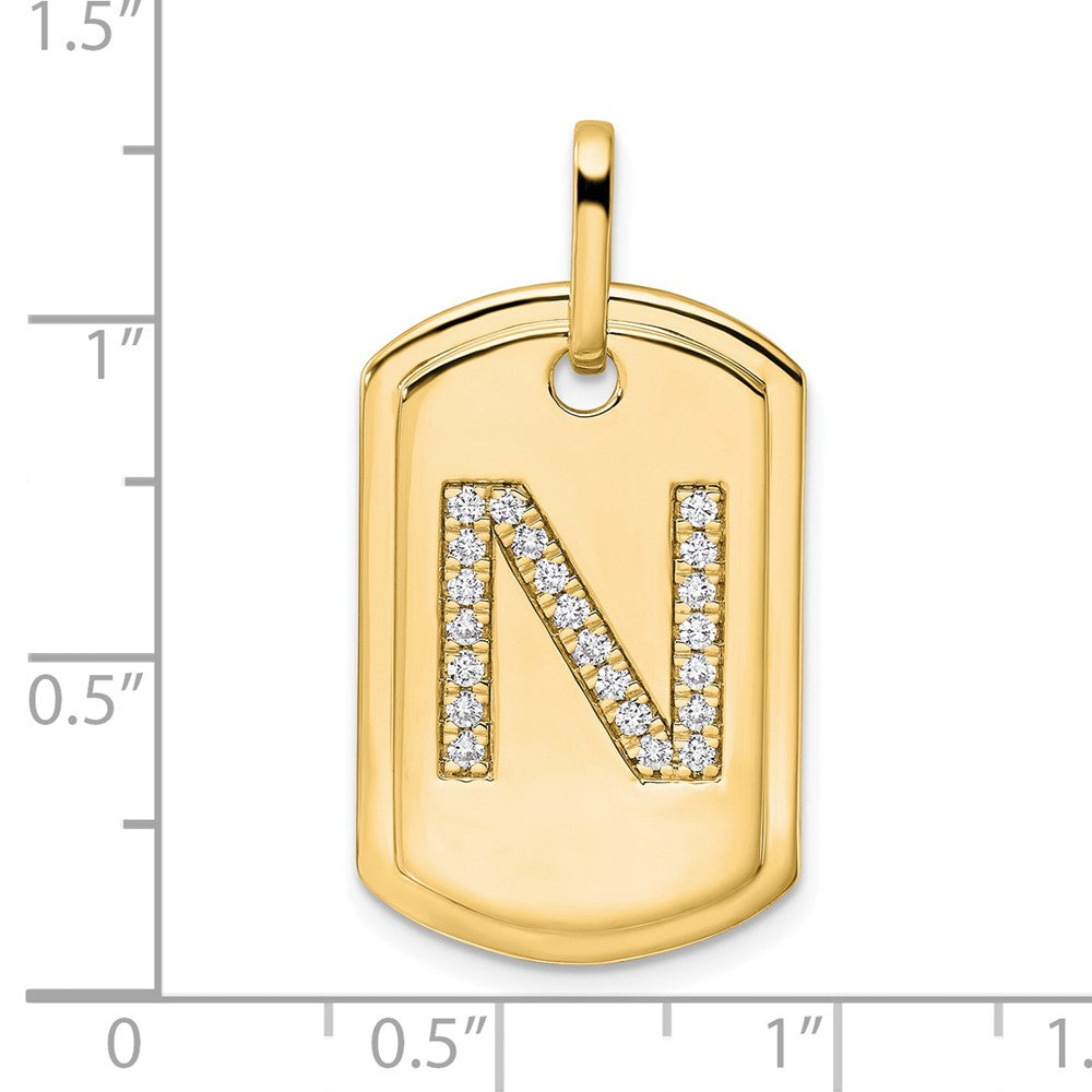 Diamond Initial N Dog Tag Charm - WBC