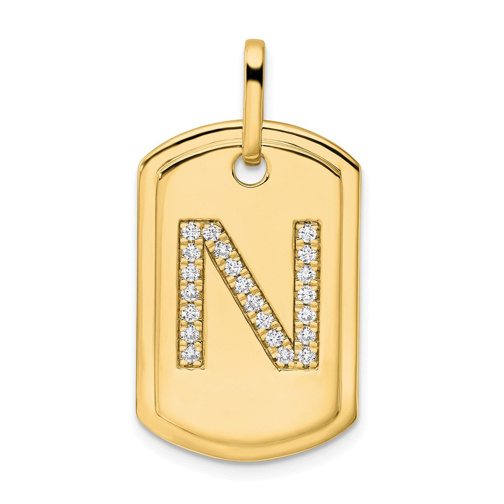 Diamond Initial N Dog Tag Charm - WBC