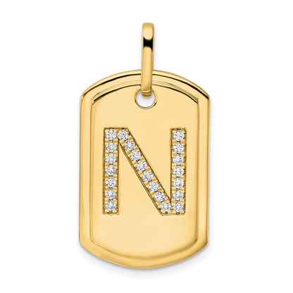 Diamond Initial N Dog Tag Charm - WBC