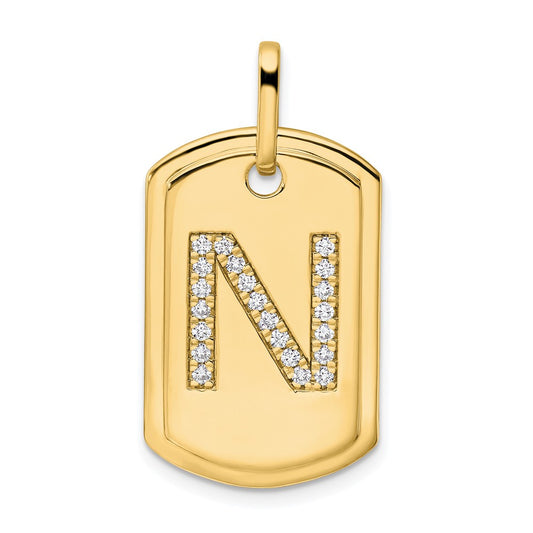 Diamond Initial N Dog Tag Charm - WBC