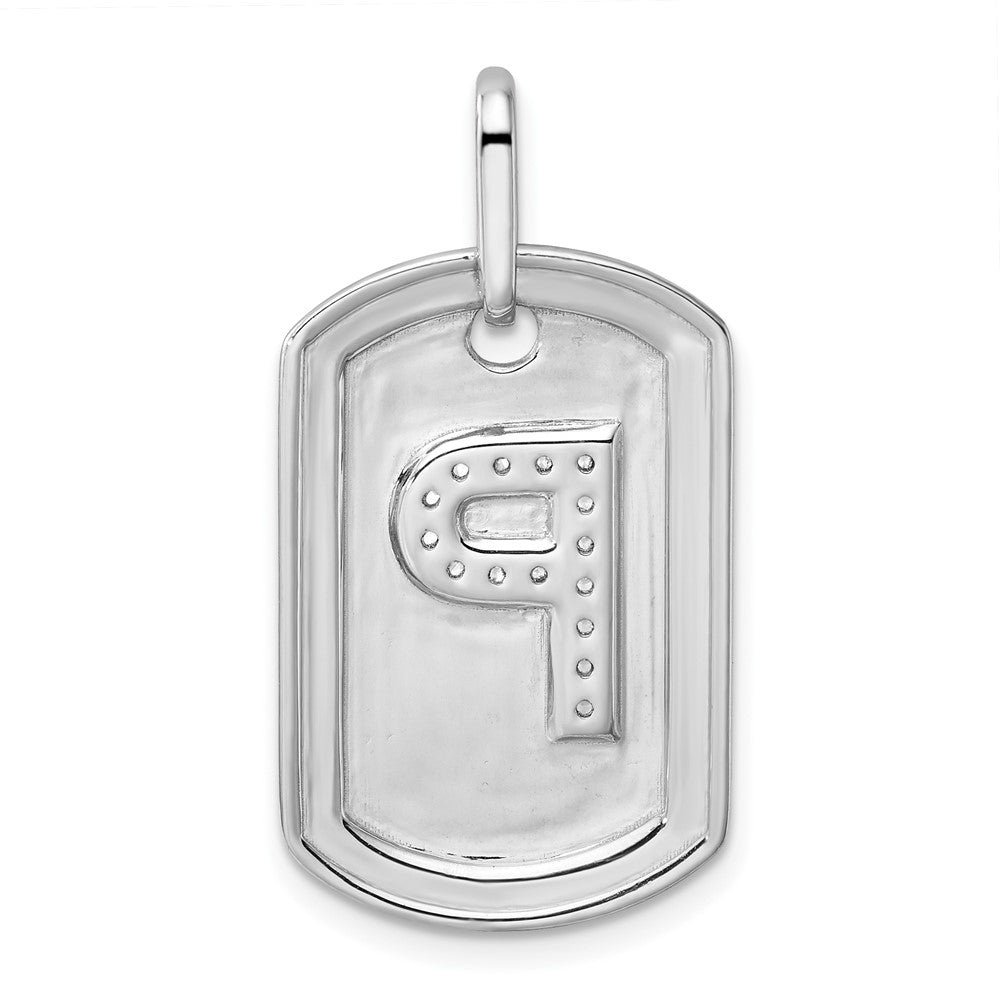 Diamond Initial P Dog Tag Charm - WBC