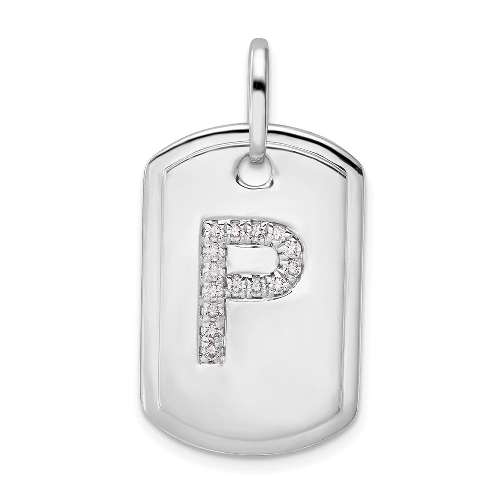 Diamond Initial P Dog Tag Charm - WBC