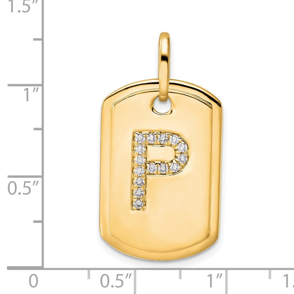 Diamond Initial P Dog Tag Charm - WBC
