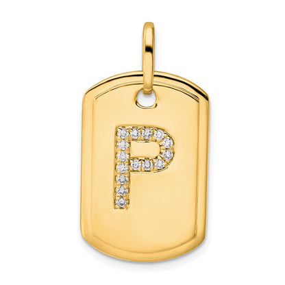 Diamond Initial P Dog Tag Charm - WBC
