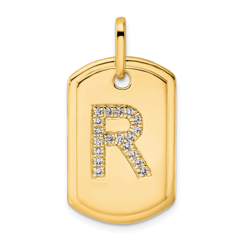Diamond Initial R Dog Tag Charm - WBC