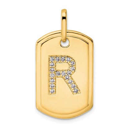Diamond Initial R Dog Tag Charm - WBC