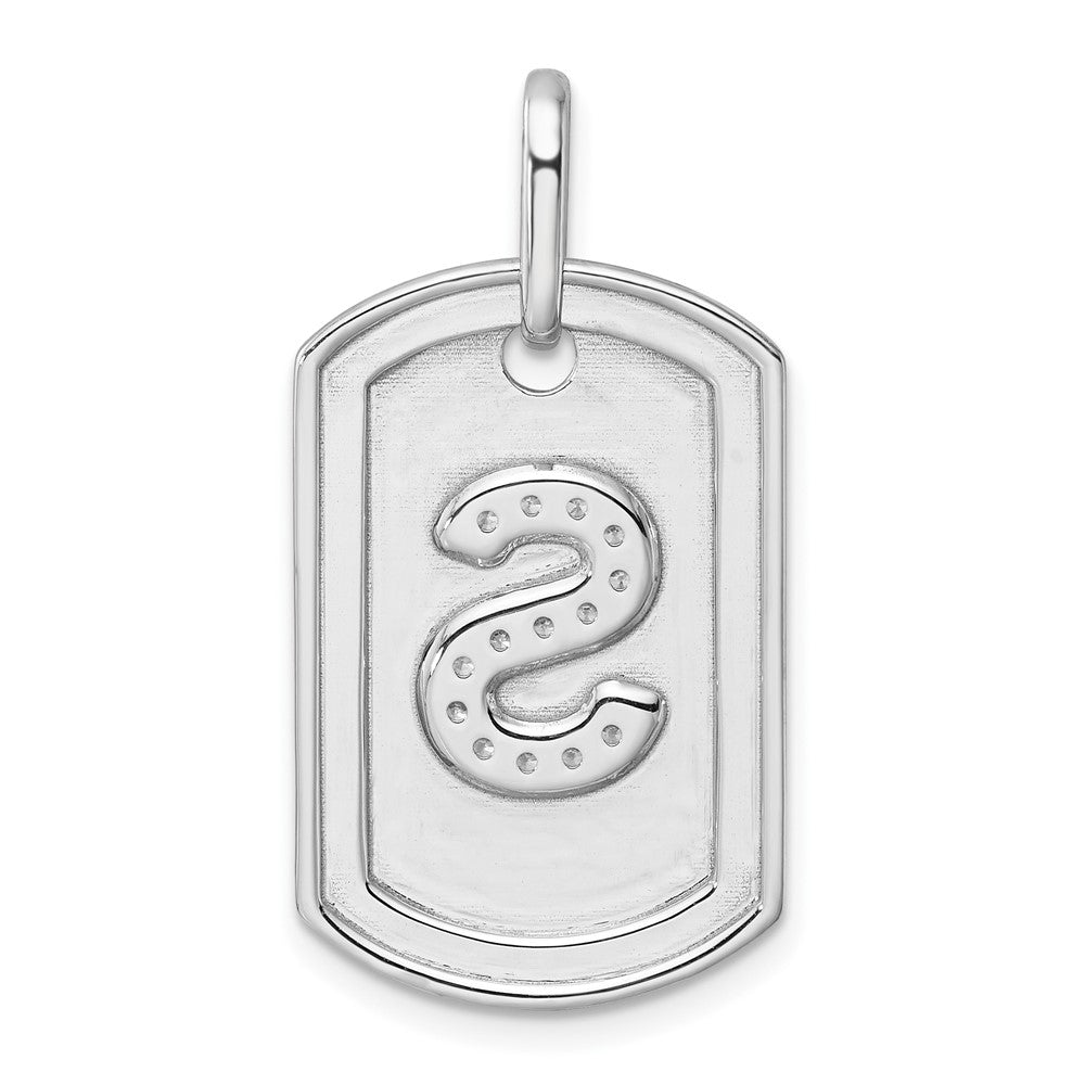 Diamond Initial S Dog Tag Charm - WBC