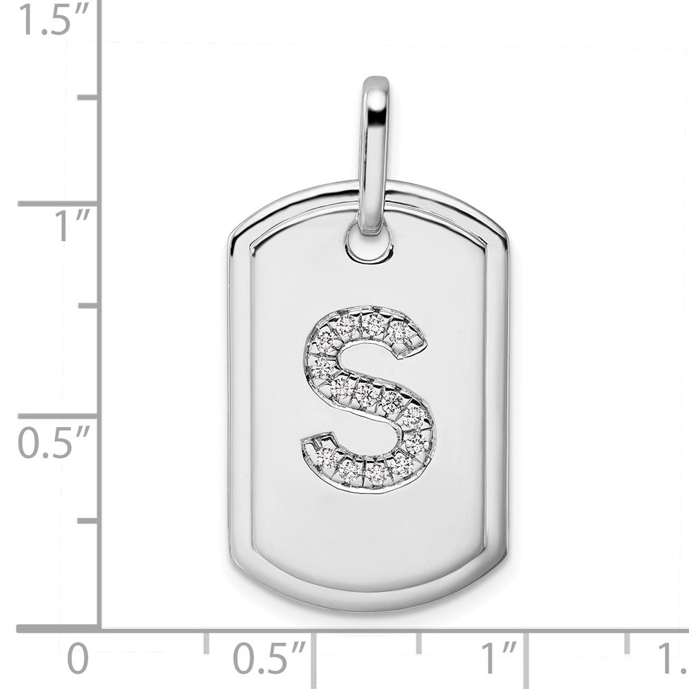 Diamond Initial S Dog Tag Charm - WBC