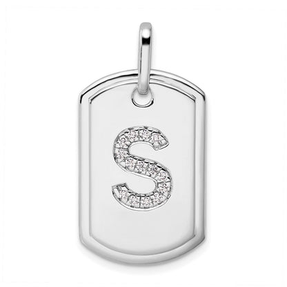 Diamond Initial S Dog Tag Charm - WBC